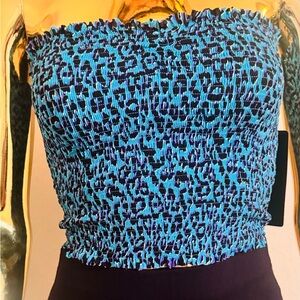 Forever 21 Blue and Purple Leopard Print Bandeau Tube Top Crop Top, NWT